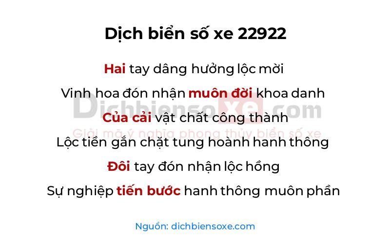 Dịch thơ biển số 22922