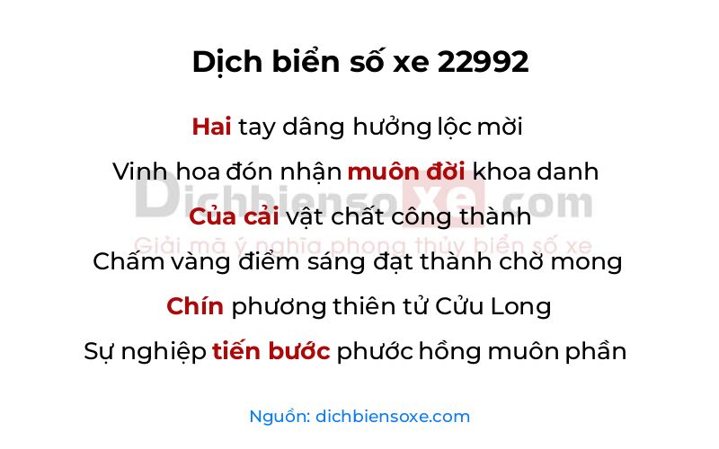 Dịch thơ biển số 22992