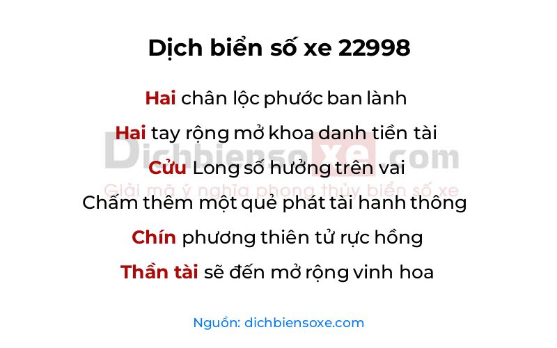 Dịch thơ biển số 22998