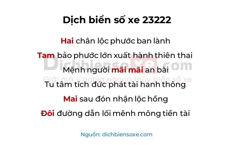 Dịch thơ biển số 23222