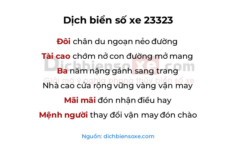 Dịch thơ biển số 23323