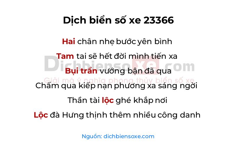 Dịch thơ biển số 23366