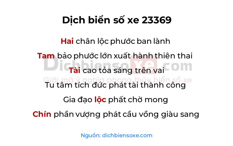 Dịch thơ biển số 23369