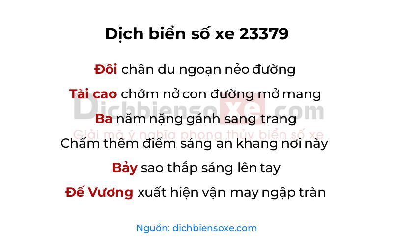 Dịch thơ biển số 23379