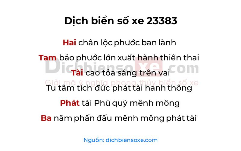 Dịch thơ biển số 23383