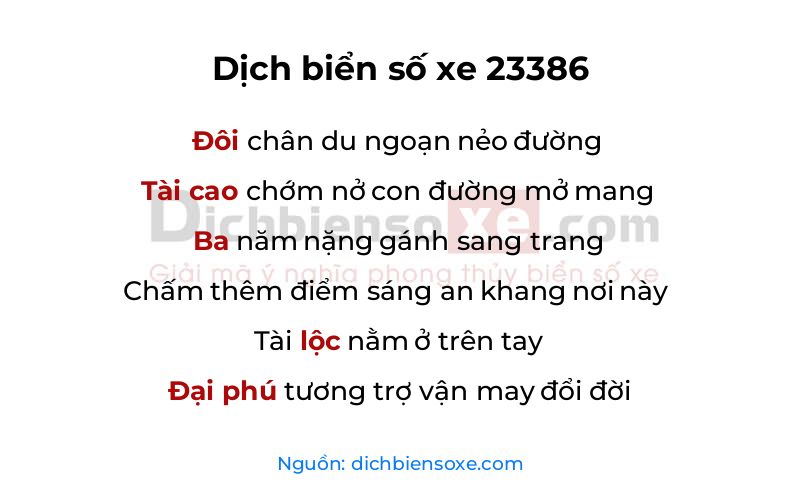 Dịch thơ biển số 23386