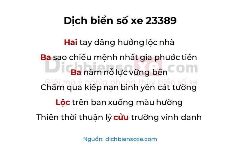 Dịch thơ biển số 23389