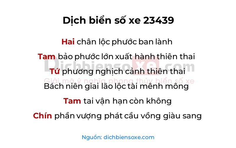 Dịch thơ biển số 23439