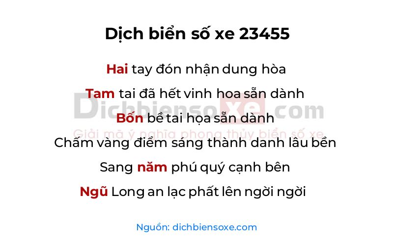 Dịch thơ biển số 23455