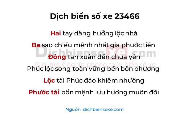 Dịch thơ biển số 23466