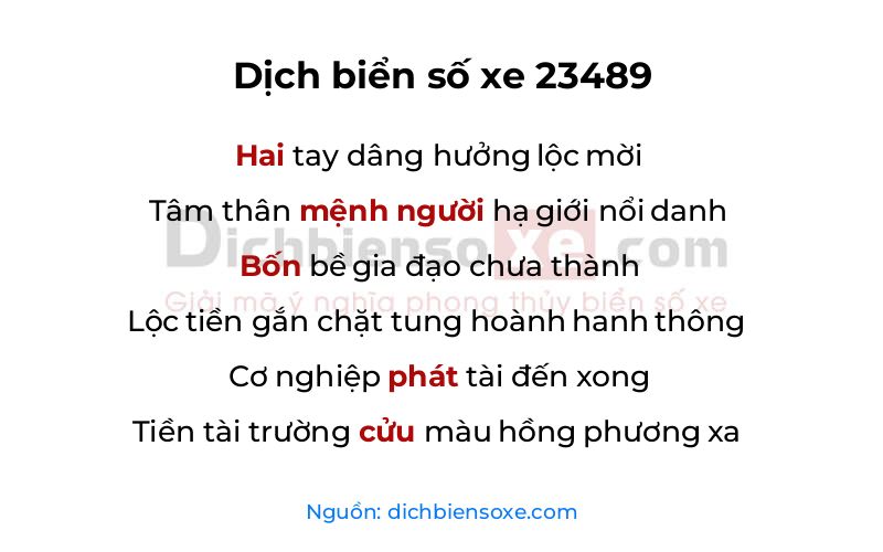 Dịch thơ biển số 23489