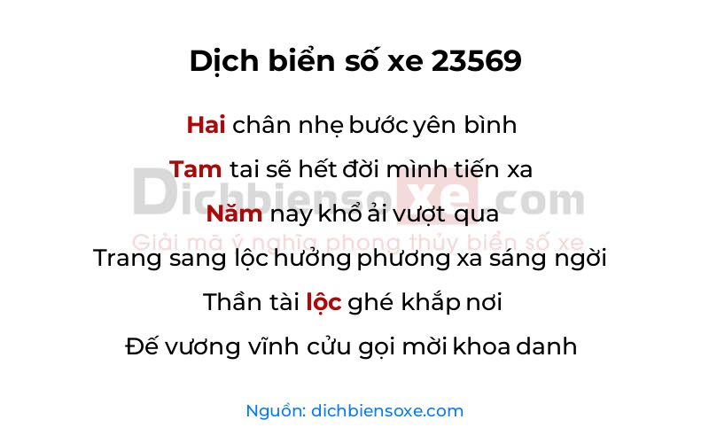 Dịch thơ biển số 23569