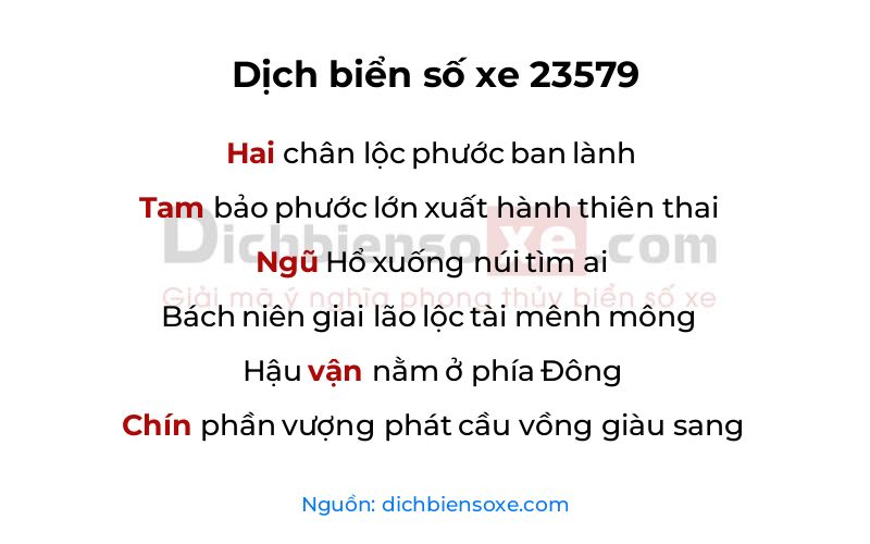 Dịch thơ biển số 23579