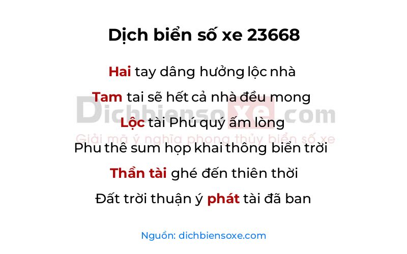 Dịch thơ biển số 23668