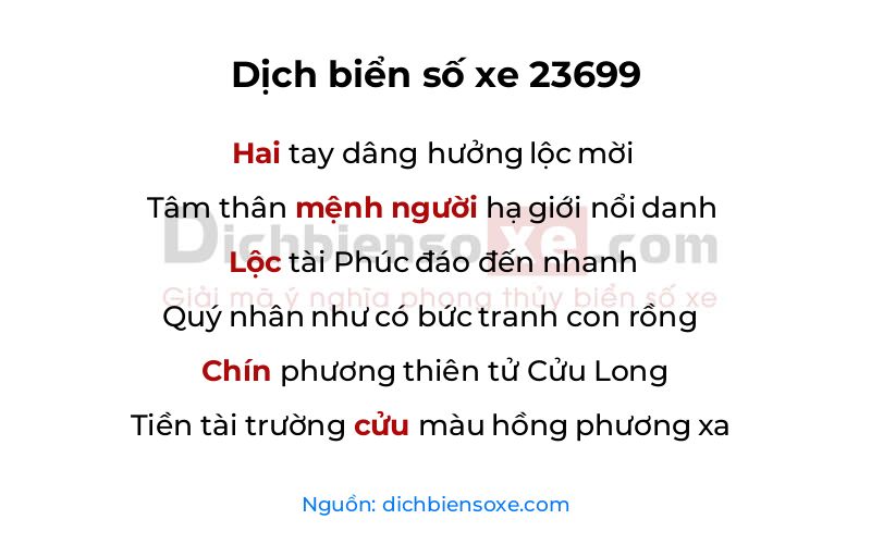 Dịch thơ biển số 23699