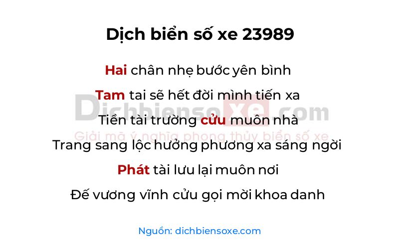 Dịch thơ biển số 23989