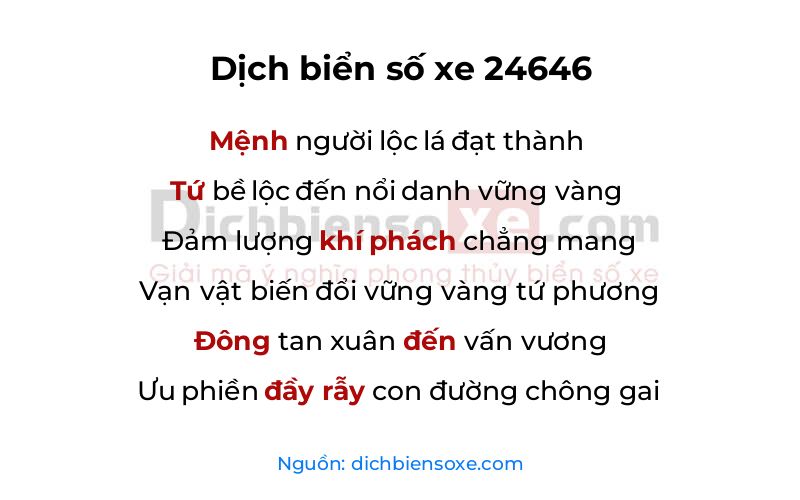 Dịch thơ biển số 24646