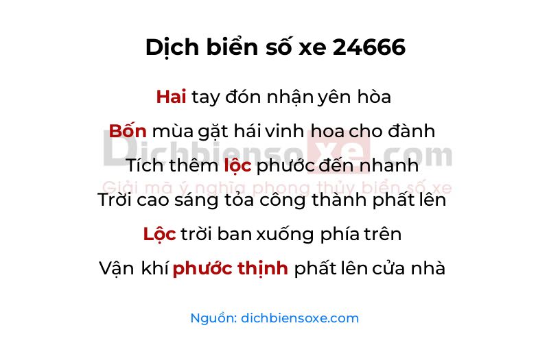 Dịch thơ biển số 24666