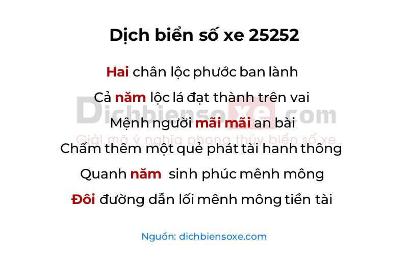 Dịch thơ biển số 25252