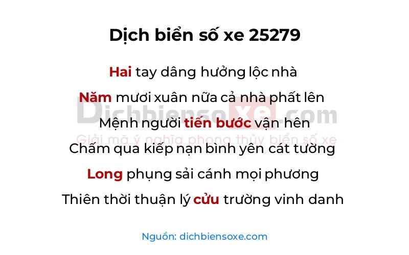 Dịch thơ biển số 25279