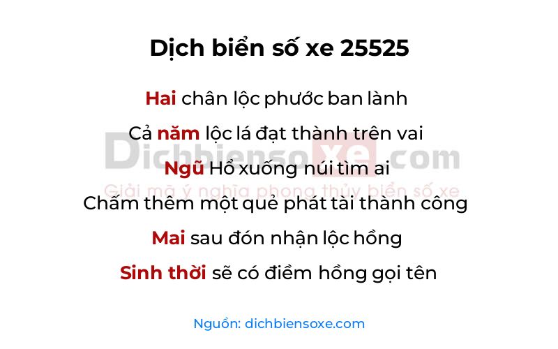 Dịch thơ biển số 25525