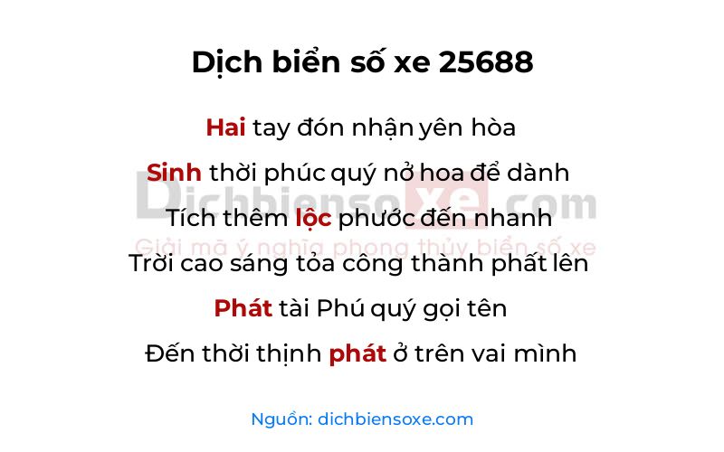 Dịch thơ biển số 25688