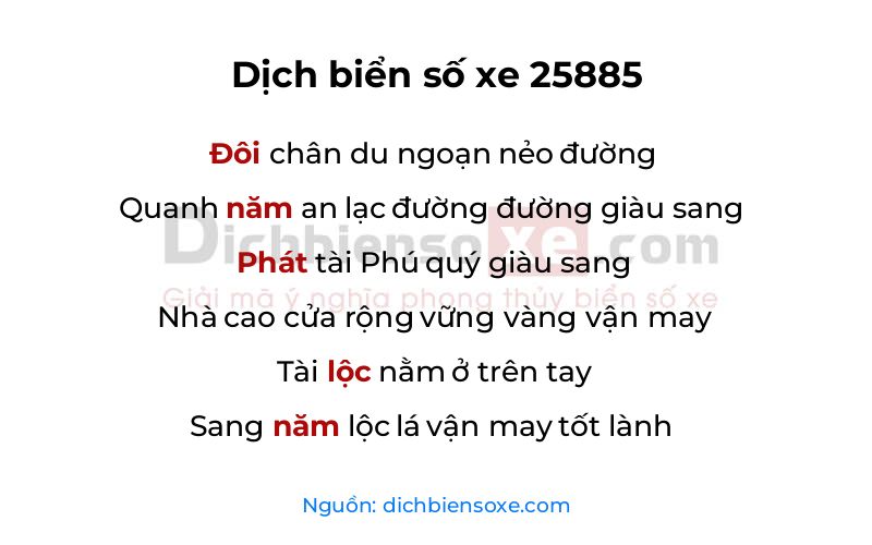 Dịch thơ biển số 25885