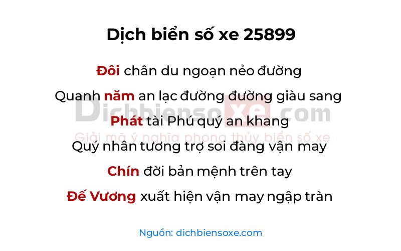 Dịch thơ biển số 25899