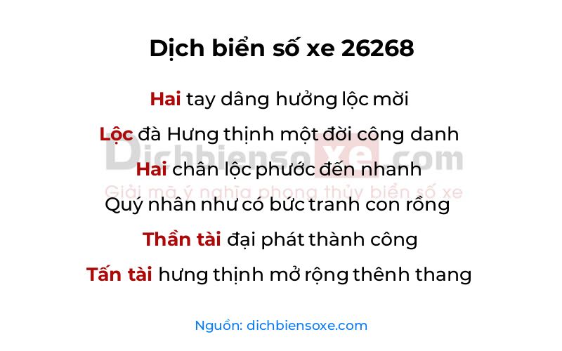 Dịch thơ biển số 26268