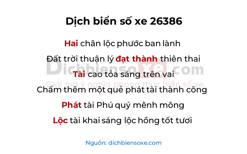 Dịch thơ biển số 26386