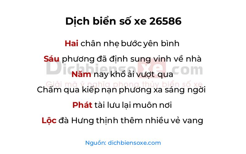 Dịch thơ biển số 26586