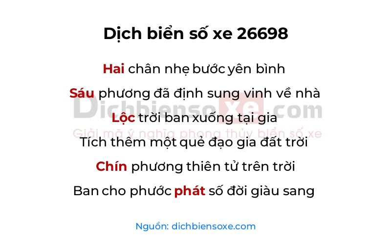 Dịch thơ biển số 26698