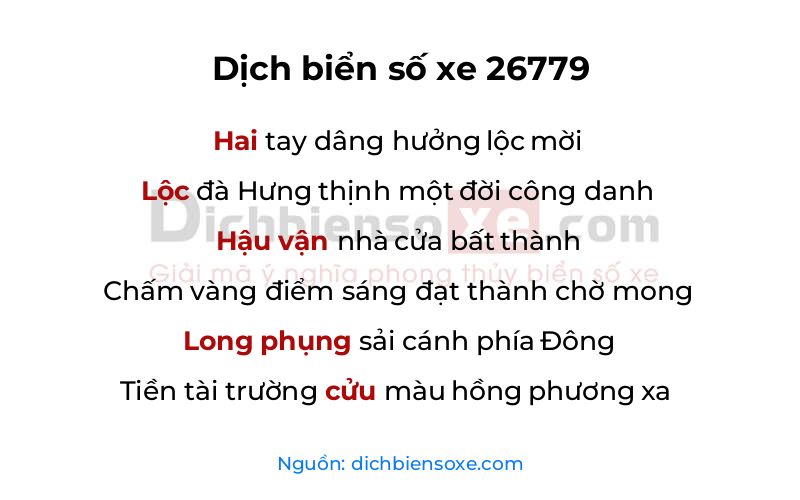 Dịch thơ biển số 26779