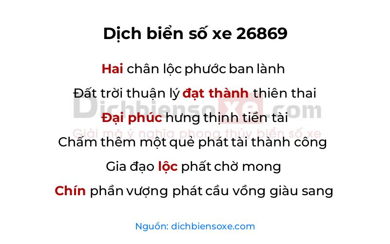 Dịch thơ biển số 26869