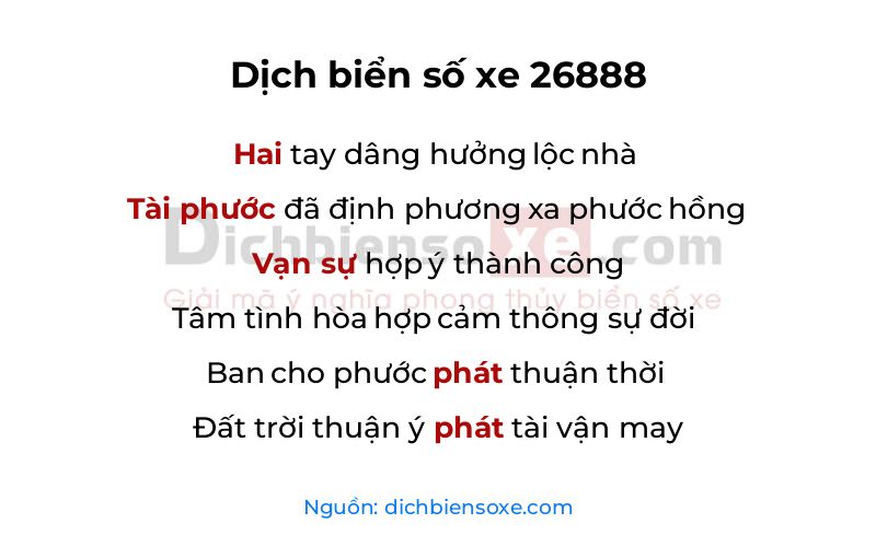 Dịch thơ biển số 26888