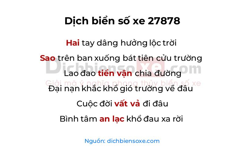 Dịch thơ biển số 27878