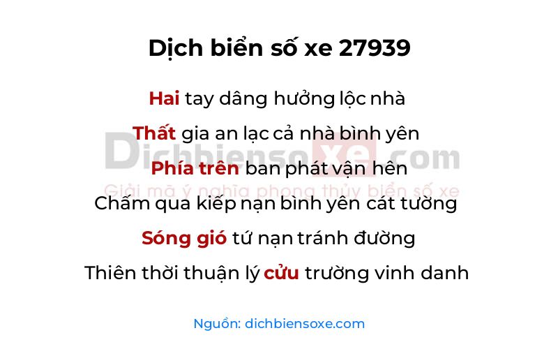 Dịch thơ biển số 27939