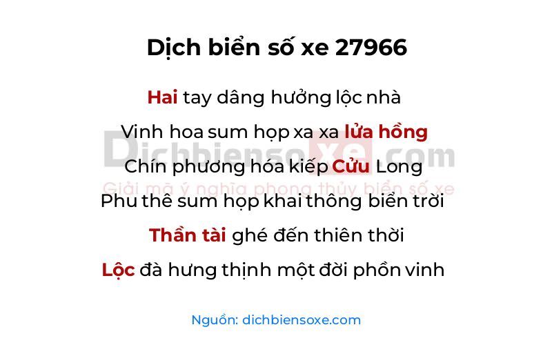 Dịch thơ biển số 27966