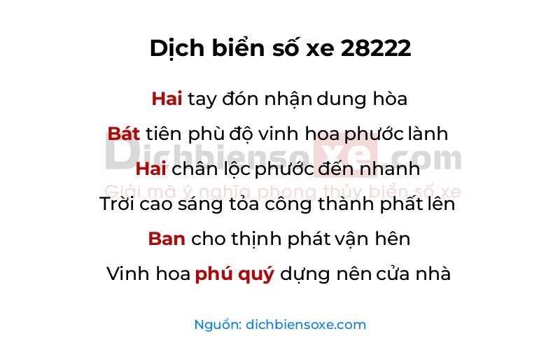 Dịch thơ biển số 28222