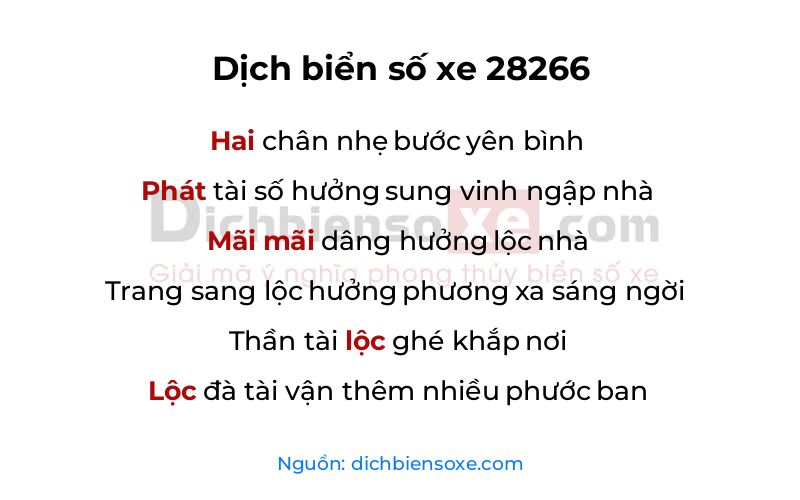 Dịch thơ biển số 28266