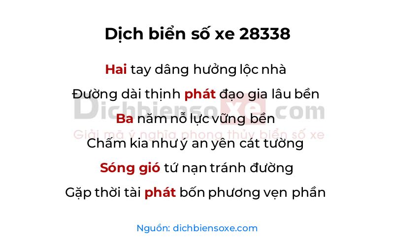 Dịch thơ biển số 28338