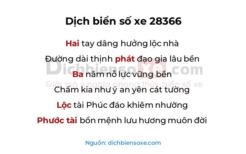 Dịch thơ biển số 28366