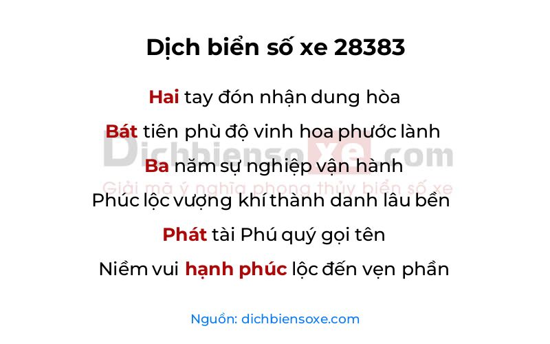 Dịch thơ biển số 28383