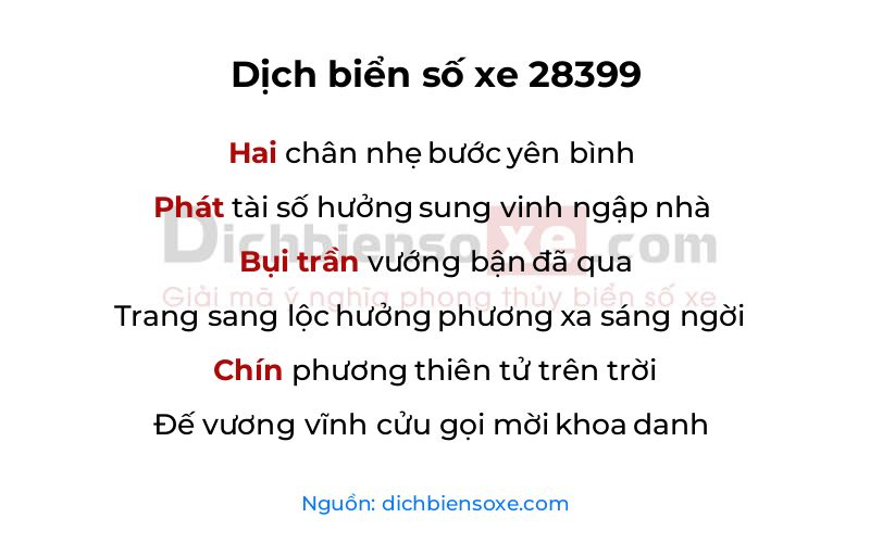 Dịch thơ biển số 28399