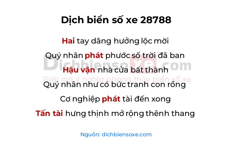 Dịch thơ biển số 28788
