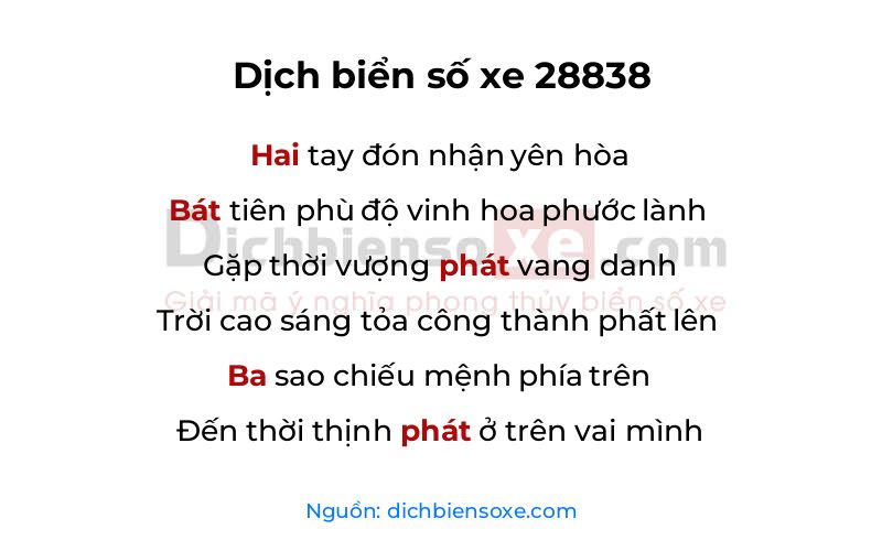 Dịch thơ biển số 28838