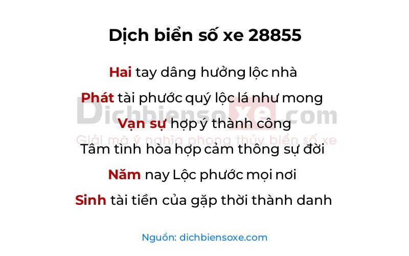 Dịch thơ biển số 28855