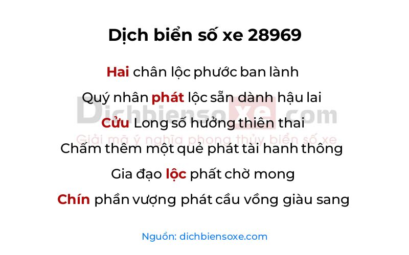 Dịch thơ biển số 28969