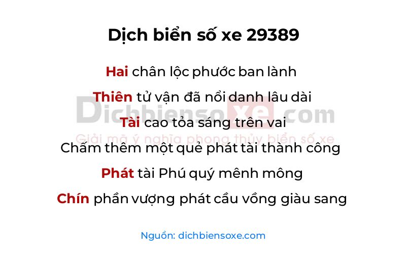 Dịch thơ biển số 29389