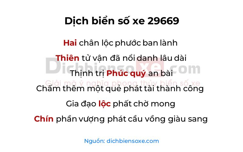 Dịch thơ biển số 29669